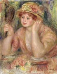 Frau mit Spiegel, um 1915